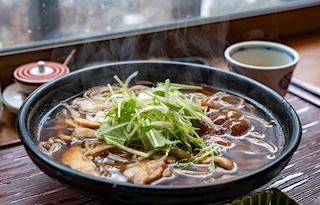 Tsukimi Soba Traditional Noodle Dish From Japan Tsukimi Soba Traditional Noodle Dish From Japan