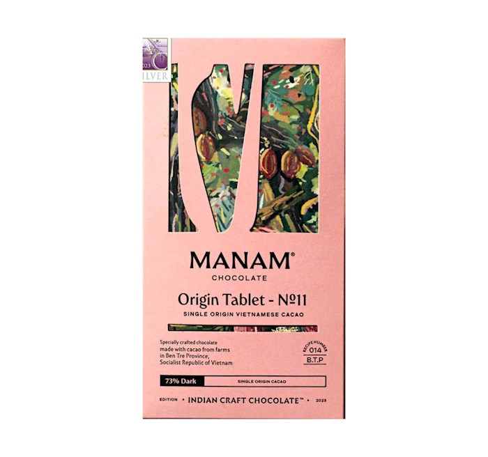 Manam Chocolate 73% Dark Chocolate, Single Origin Cacao - Ben Tre