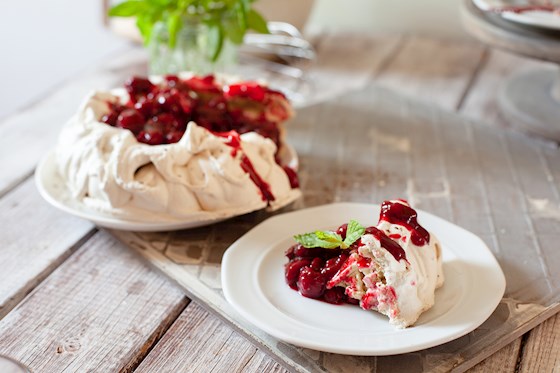 Raspberry and Cherry Pavlova