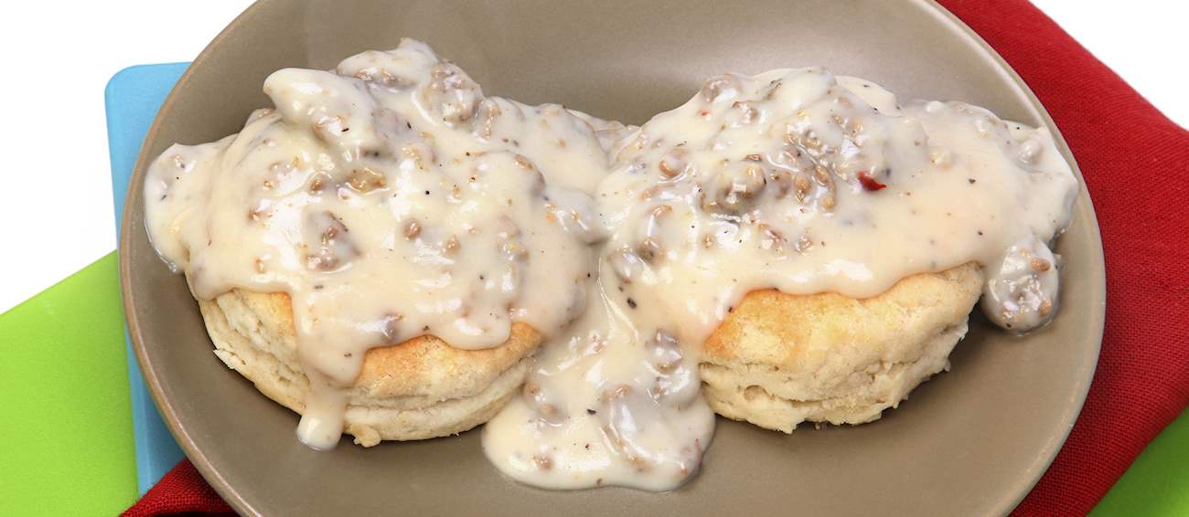 Biscuits ’n’ Gravy Traditional Breakfast From Southern United States