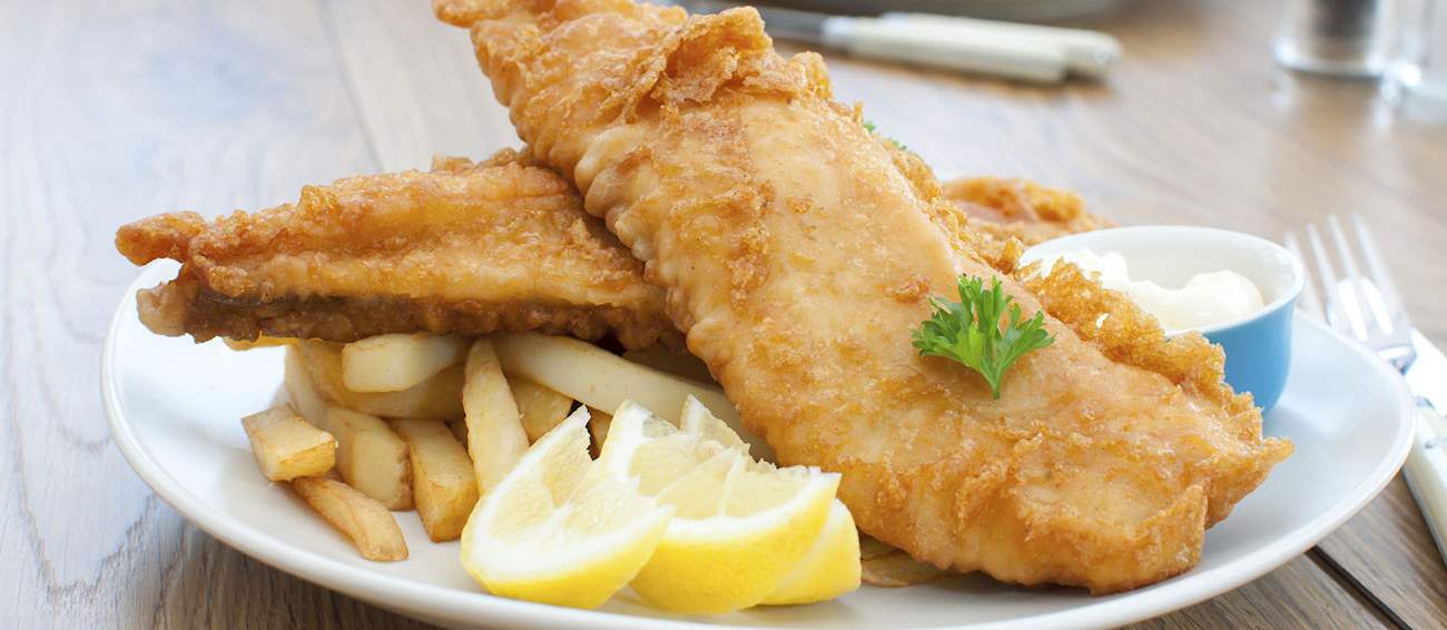 Fish And Chips Traditional Saltwater Fish Dish From England, United