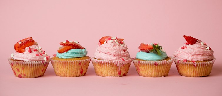 Magnolia Bakery's Red Velvet Cupcakes with Lavender Icing