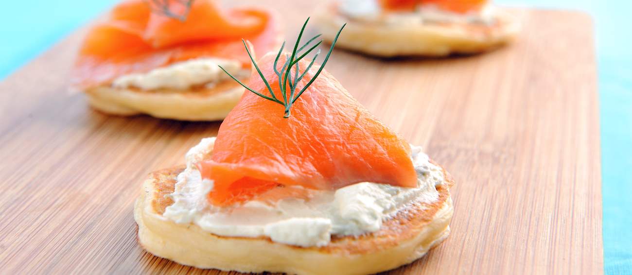 Smoked Salmon Canapés Traditional Appetizer From France, Western Europe
