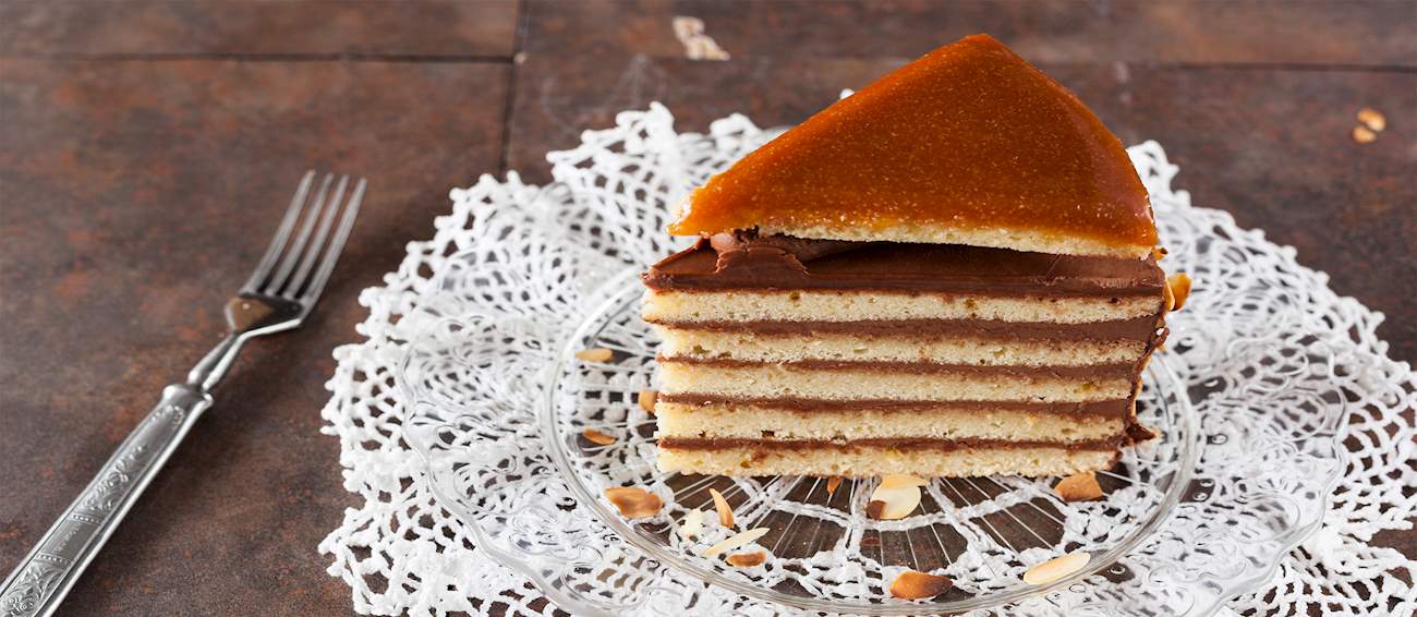 Dobostorta Traditional Cake From Hungary Central Europe 