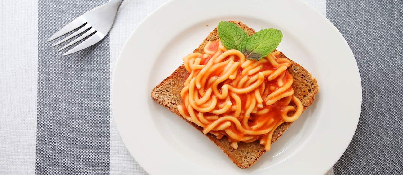 Spaghetti on Toast Traditional Breakfast From New Zealand