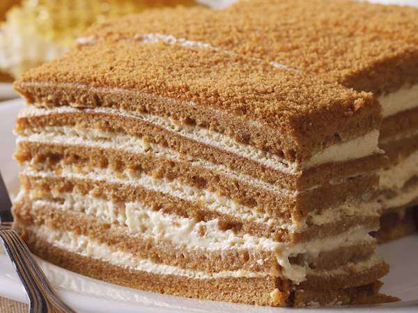 Medovik Traditional Cake From Russia Eastern Europe