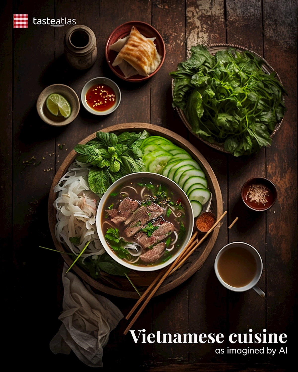 Prompt: Imagine Vietnamese cuisine
