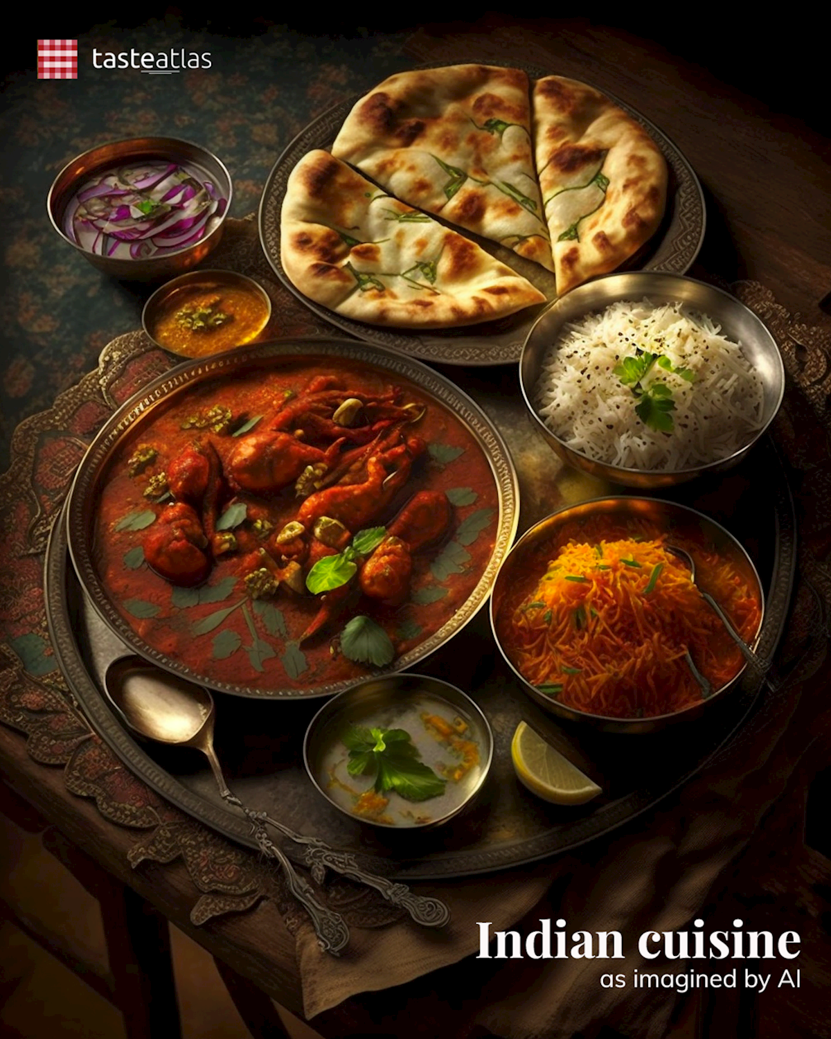 Prompt: Imagine Indian cuisine