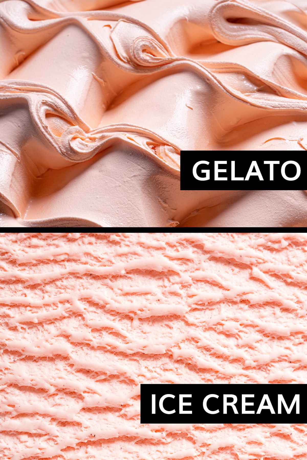 Texture of gelato and ice cream