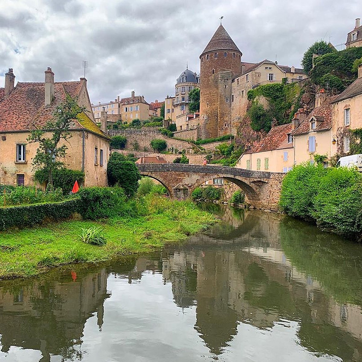 Small town in Burgundy region, France