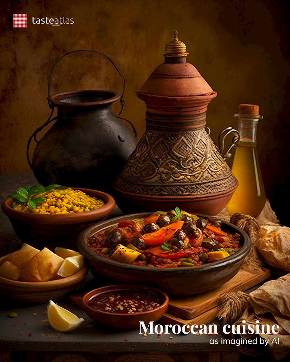 Prompt: Imagine Moroccan cuisine