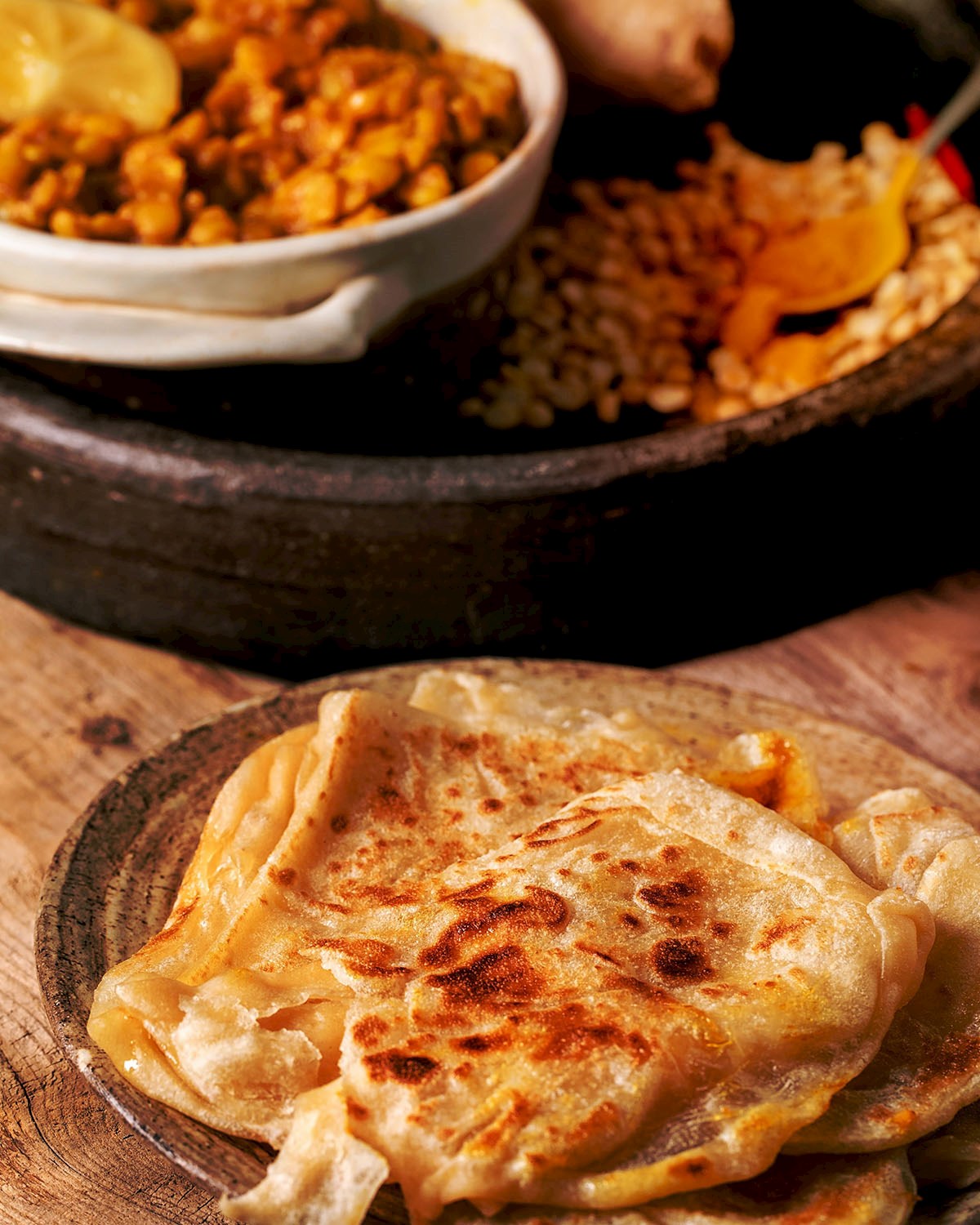 Roti prata with dhal