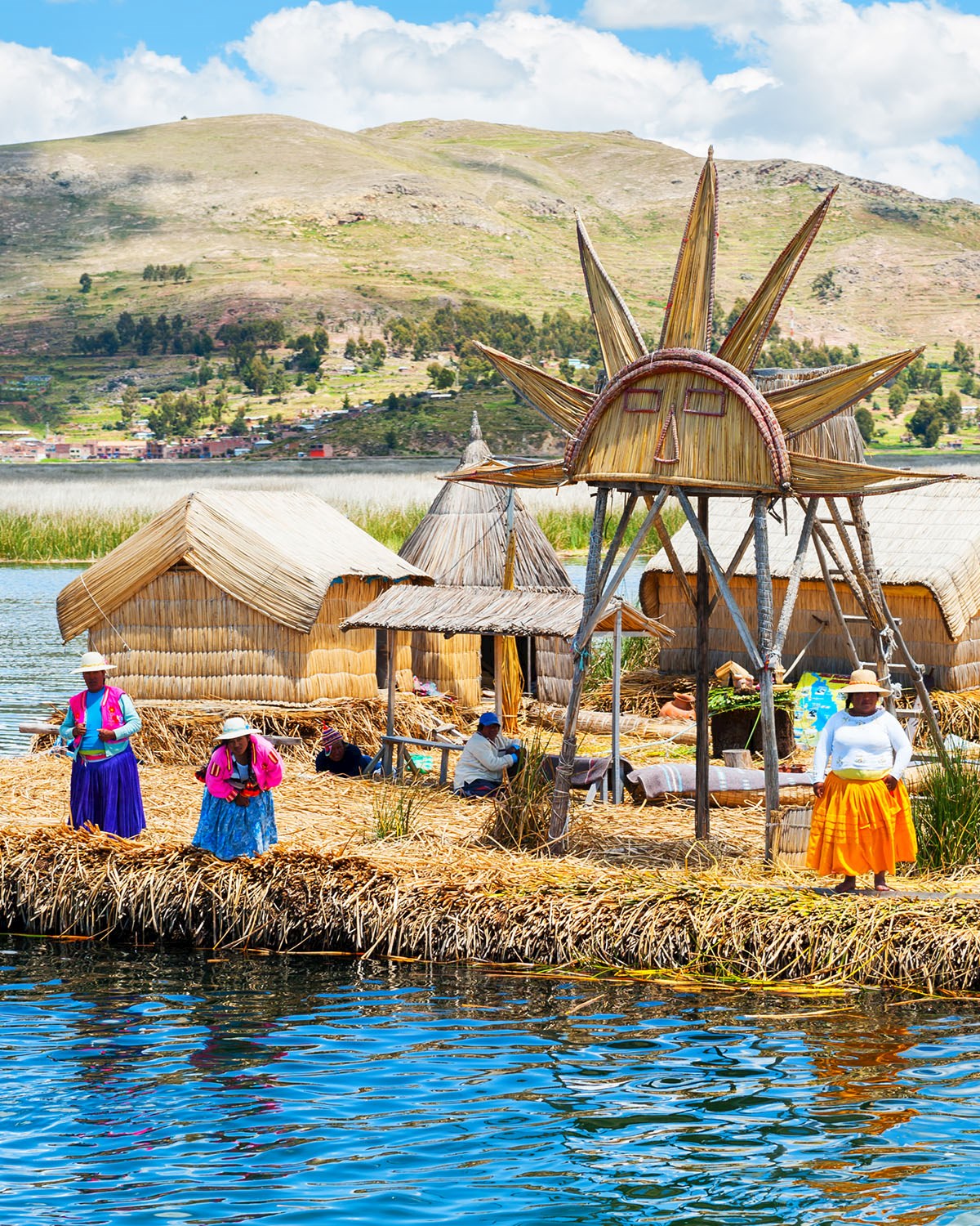 Uros floating islands on the lake Titicaca - 