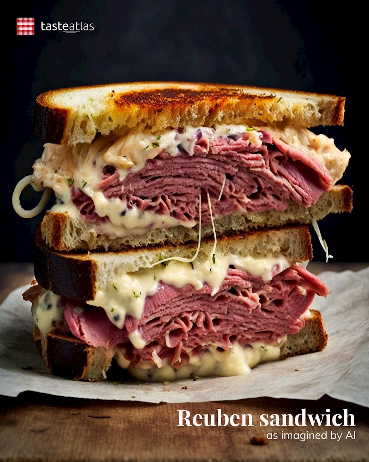 Prompt: Imagine authentic Reuben sandwich