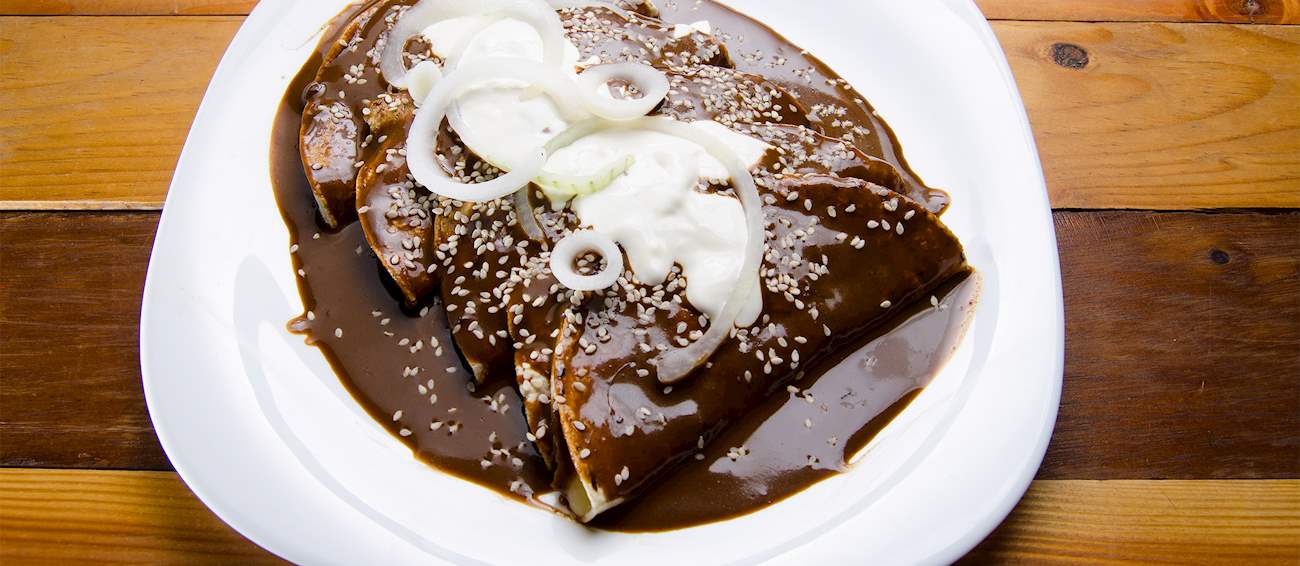 Enmoladas Traditional Chicken Dish From Puebla, Mexico