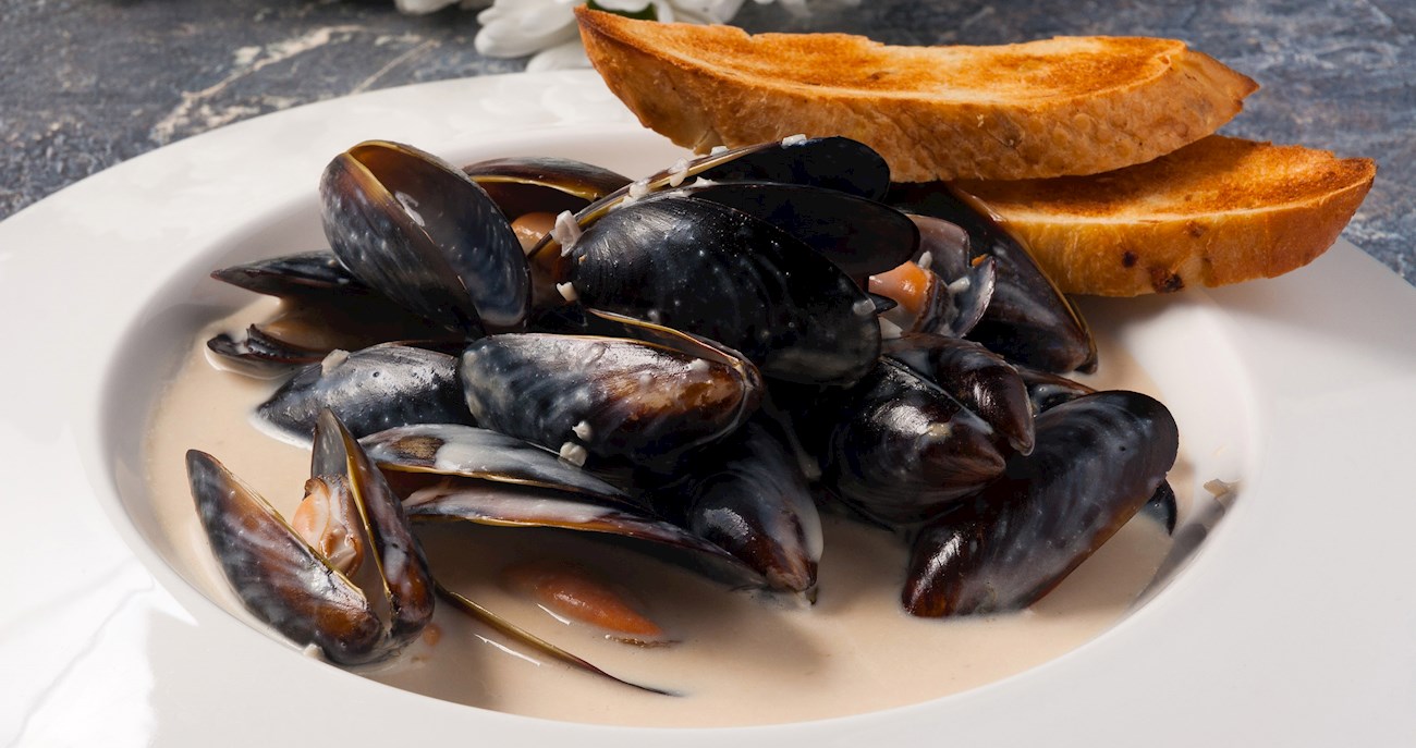 Moules à la Crème Normande Traditional Mussel Dish From Normandy, France