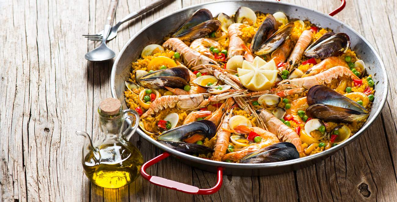 Paella de Mariscos Traditional Rice Dish From Valencian Community