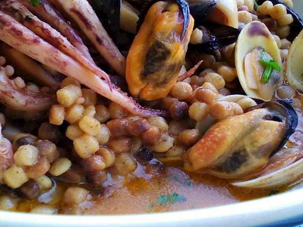 Fregola Ai Frutti Di Mare Traditional Pasta From Sardinia Italy