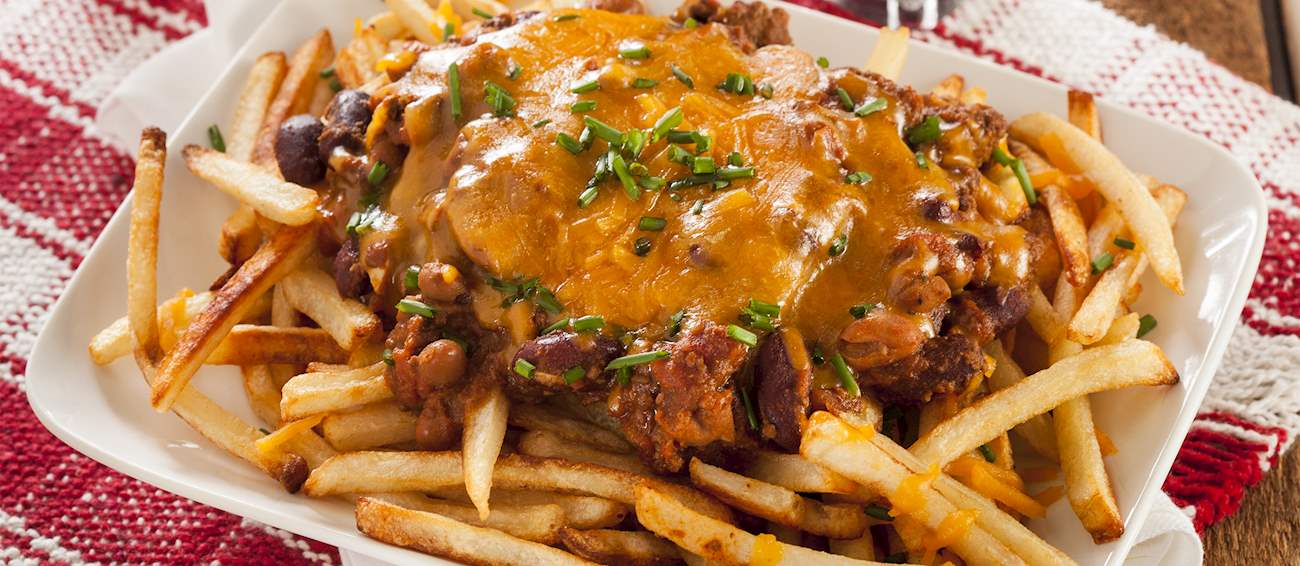 Chili Cheese Fries Traditional Side Dish From Texas, United States of