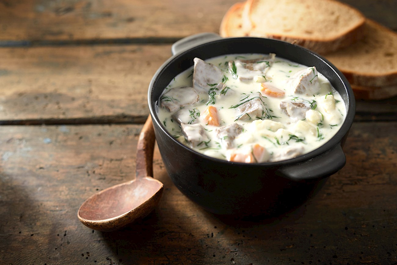 Kokt Kalv i Dillsås Traditional Veal Dish From Sweden, Northern Europe