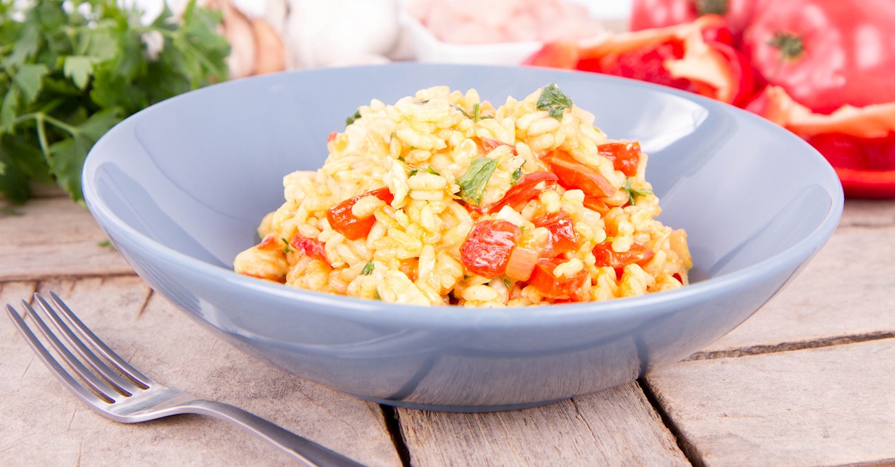 Risotto Con Peperoni Traditional Rice Dish From Italy, Western Europe