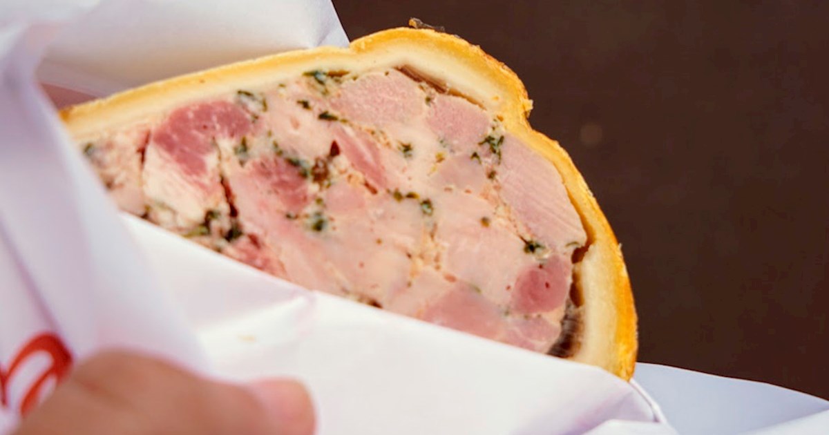 Pâté en croûte of pork mousseline, lardo, goose confit, currants,  pistachio, cured ham, cassis de Noir & Calvados. The aspic is enriched…