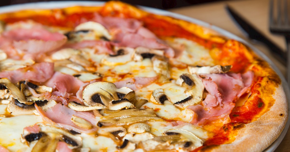 Prosciutto e Funghi Pizza Traditional Pizza From Italy, Western Europe