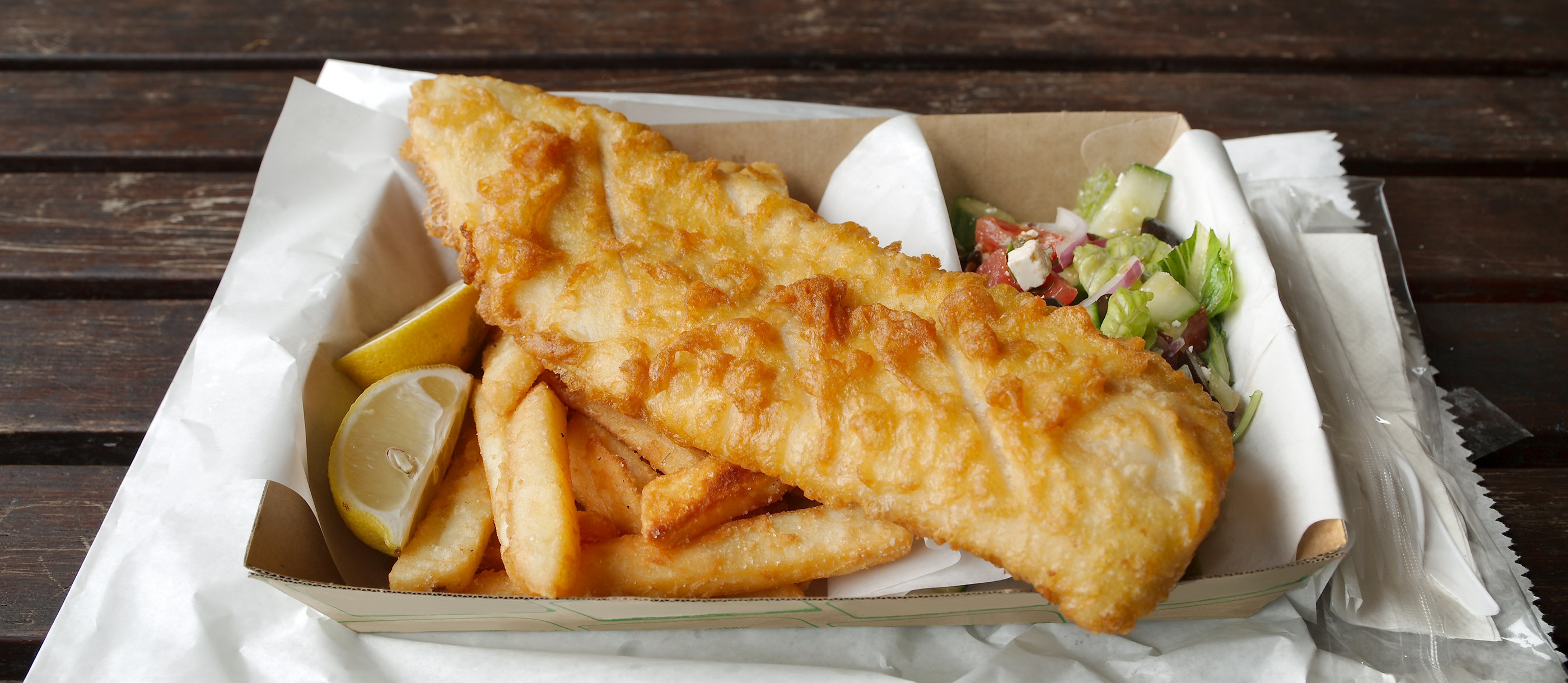 Fish And Chips Traditional Saltwater Fish Dish From England, United