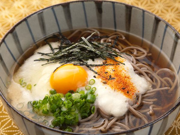 Tsukimi Soba Traditional Noodle Dish From Japan