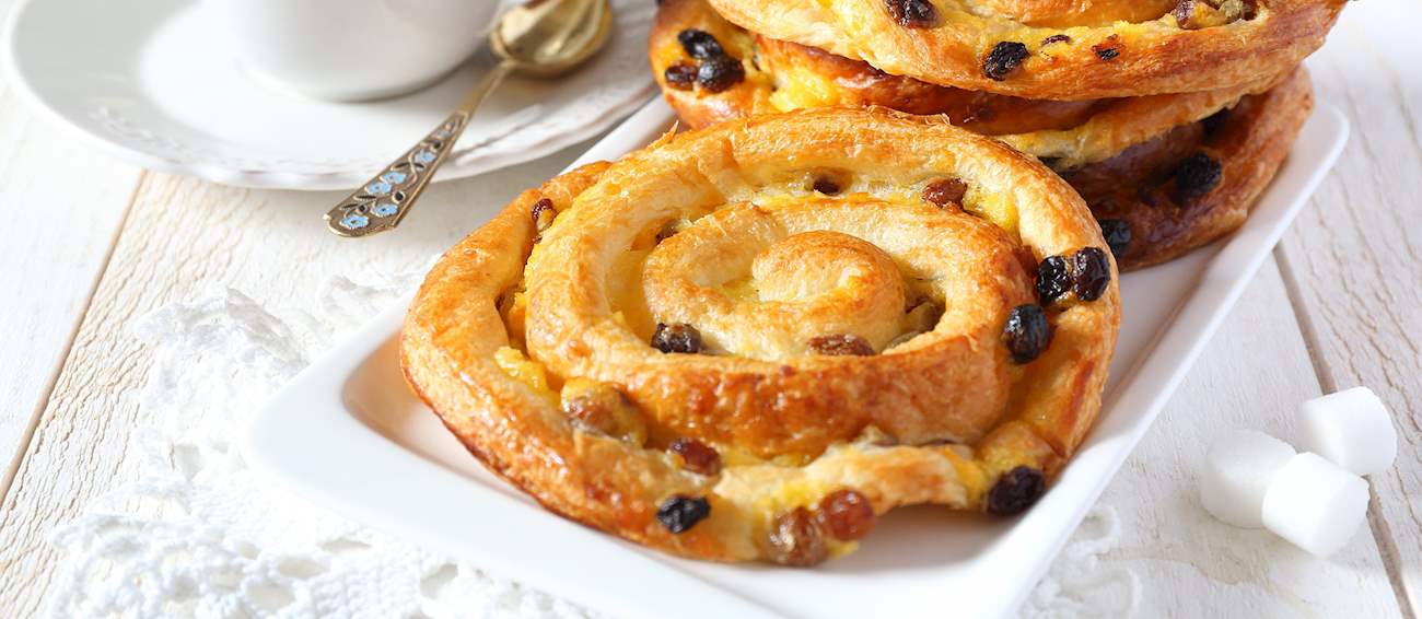Pain Aux Raisins Traditional Sweet Pastry From France, Western Europe