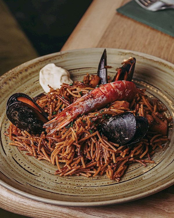 Fideuá – Spanish Seafood noodle dish similar to Paella