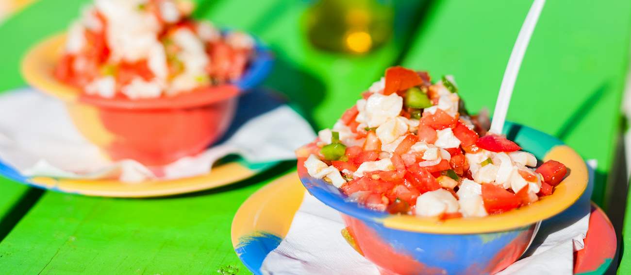 Conch Ceviche Traditional Sea Snail Dish From The Bahamas, Caribbean