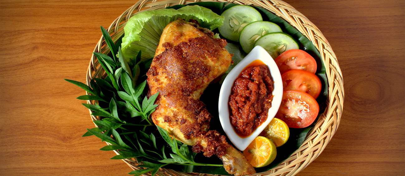 Ayam Penyet | Traditional Fried Chicken Dish From East Java, Indonesia