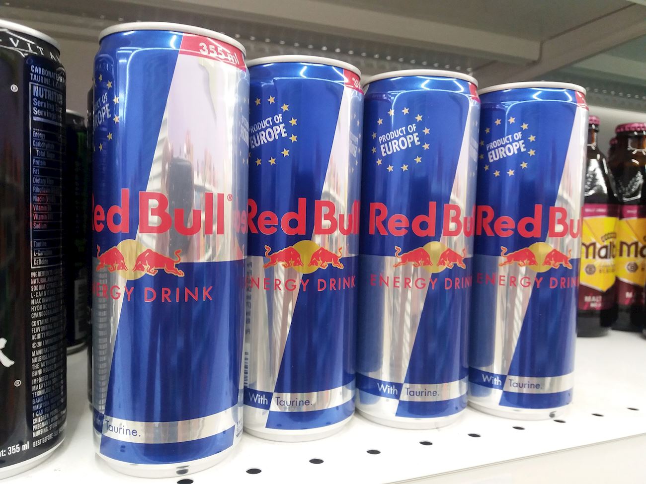 Red Bull Local Nonalcoholic Beverage From Austria, Central Europe