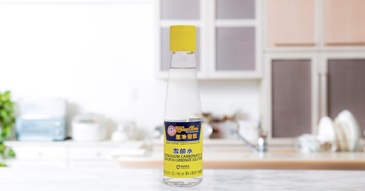 Only Filipino - Lye water also known as kansui, is a food grade potent  liquid alkaline – a food grade potassium carbonate solution. Lye water  gives ramen noodles their distinctive yellow colour