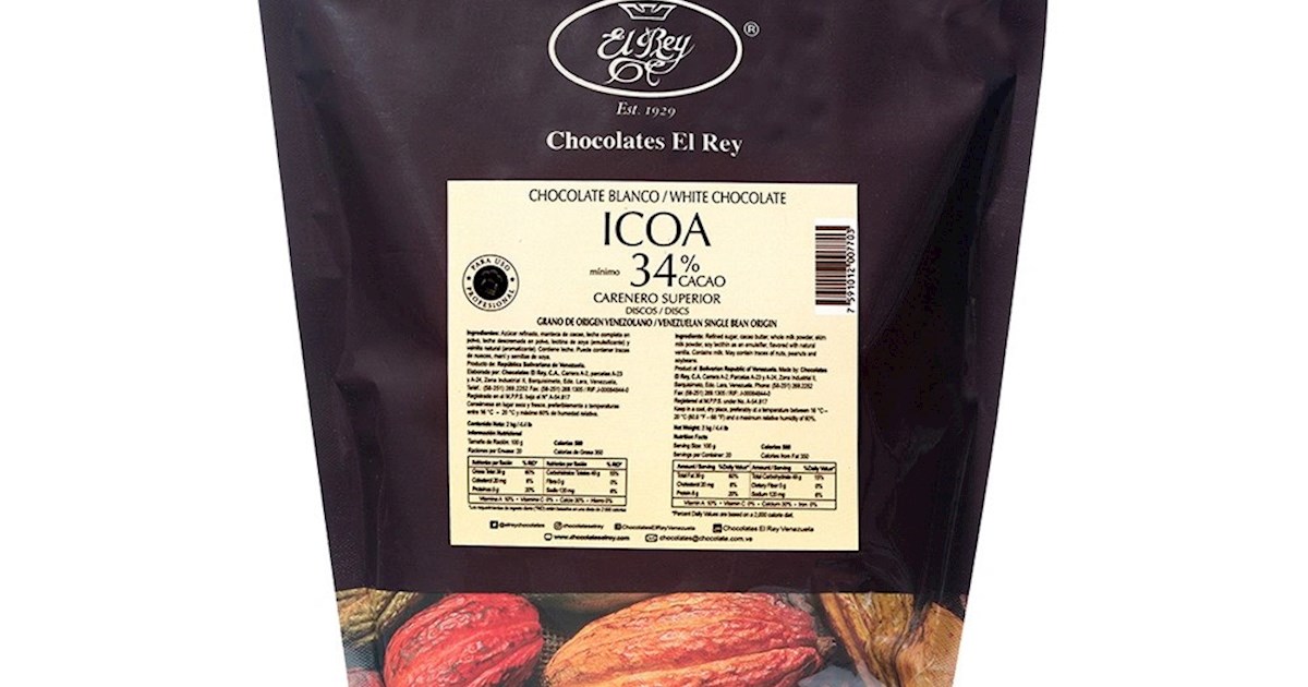 Chocolates El Rey Carenero Superior Icoa White Chocolate, 34% Cacao ...