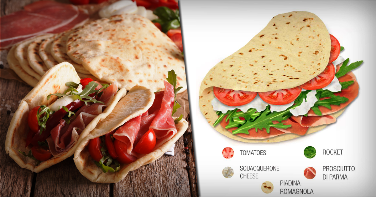 Piadina Romagnola Traditional Sandwich Type From Emilia Romagna Italy